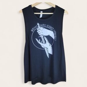 Witches United Against The Patriarchy Black Sleeveless Graphic Top